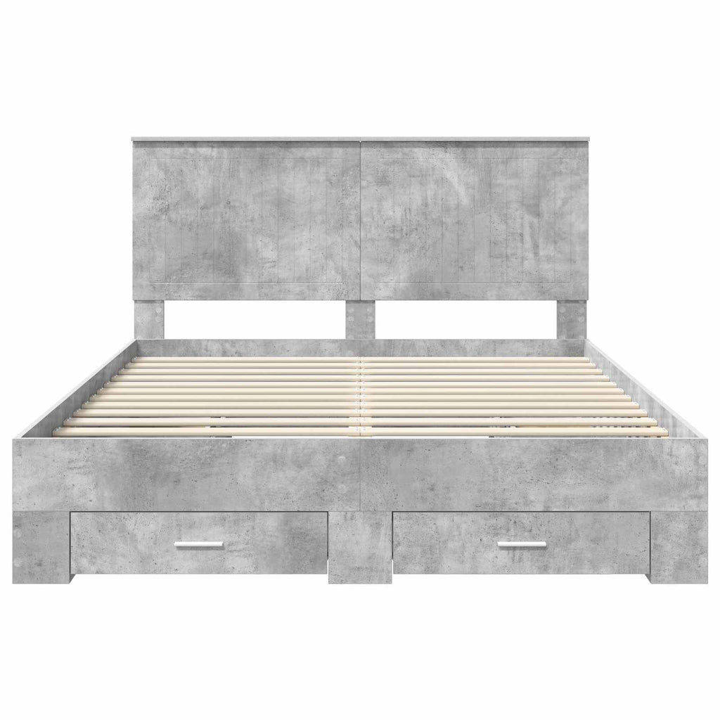 Bed Frame Concrete Grey 150 x 200 cm Engineered Wood