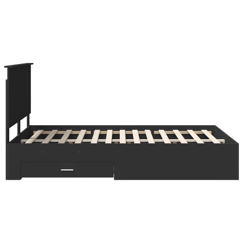 Bed Frame with Headboard Black 140 x 200 cm Engineered Wood