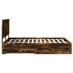 Bed Frame with Drawer Smoked Oak 140 x 200 cm Engineered Wood