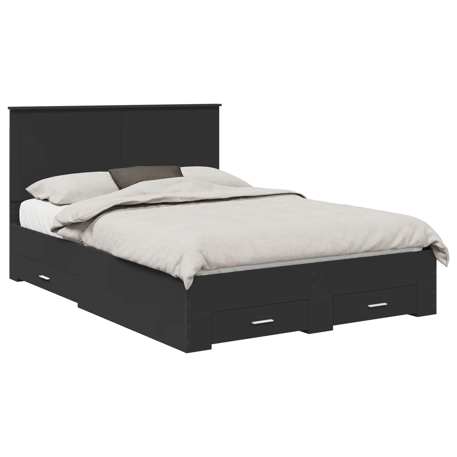 Bed Frame with Headboard Black 140 x 190 cm Engineered Wood