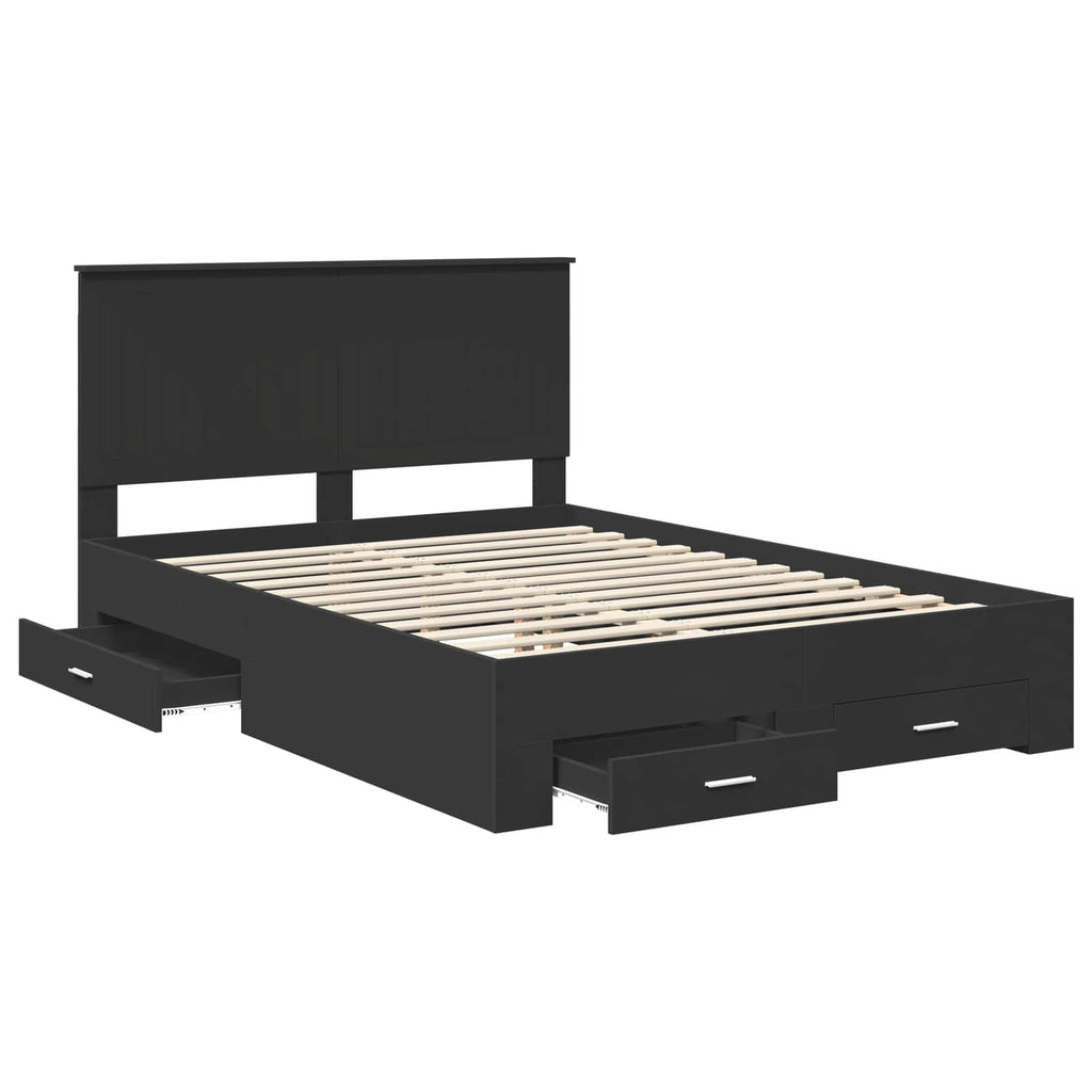 Bed Frame with Headboard Black 140 x 190 cm Engineered Wood
