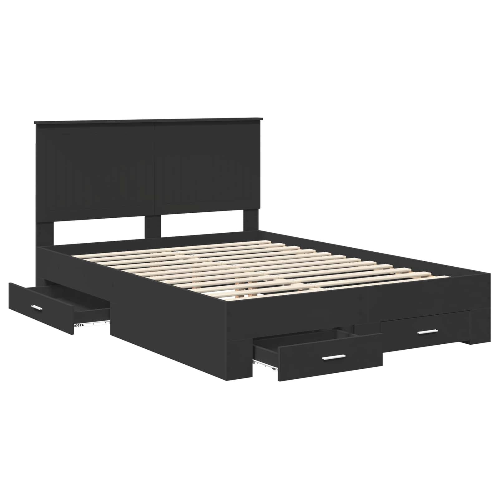 Bed Frame with Headboard Black 140 x 190 cm Engineered Wood