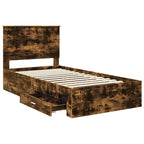 Bed Frame with Drawer Smoked Oak 100 x 200 cm Engineered Wood