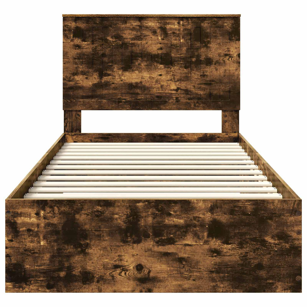 Bed Frame with Drawer Smoked Oak 100 x 200 cm Engineered Wood