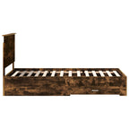 Bed Frame with Drawer Smoked Oak 100 x 200 cm Engineered Wood