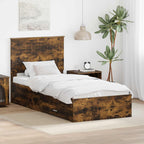 Bed Frame with Headboard Smoked Oak 90 x 200 cm Engineered Wood