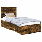 Bed Frame with Headboard Smoked Oak 90 x 200 cm Engineered Wood