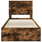 Bed Frame with Headboard Smoked Oak 90 x 200 cm Engineered Wood