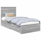 Bed Frame with Drawer Grey Sonoma 90 x 200 cm Engineered Wood