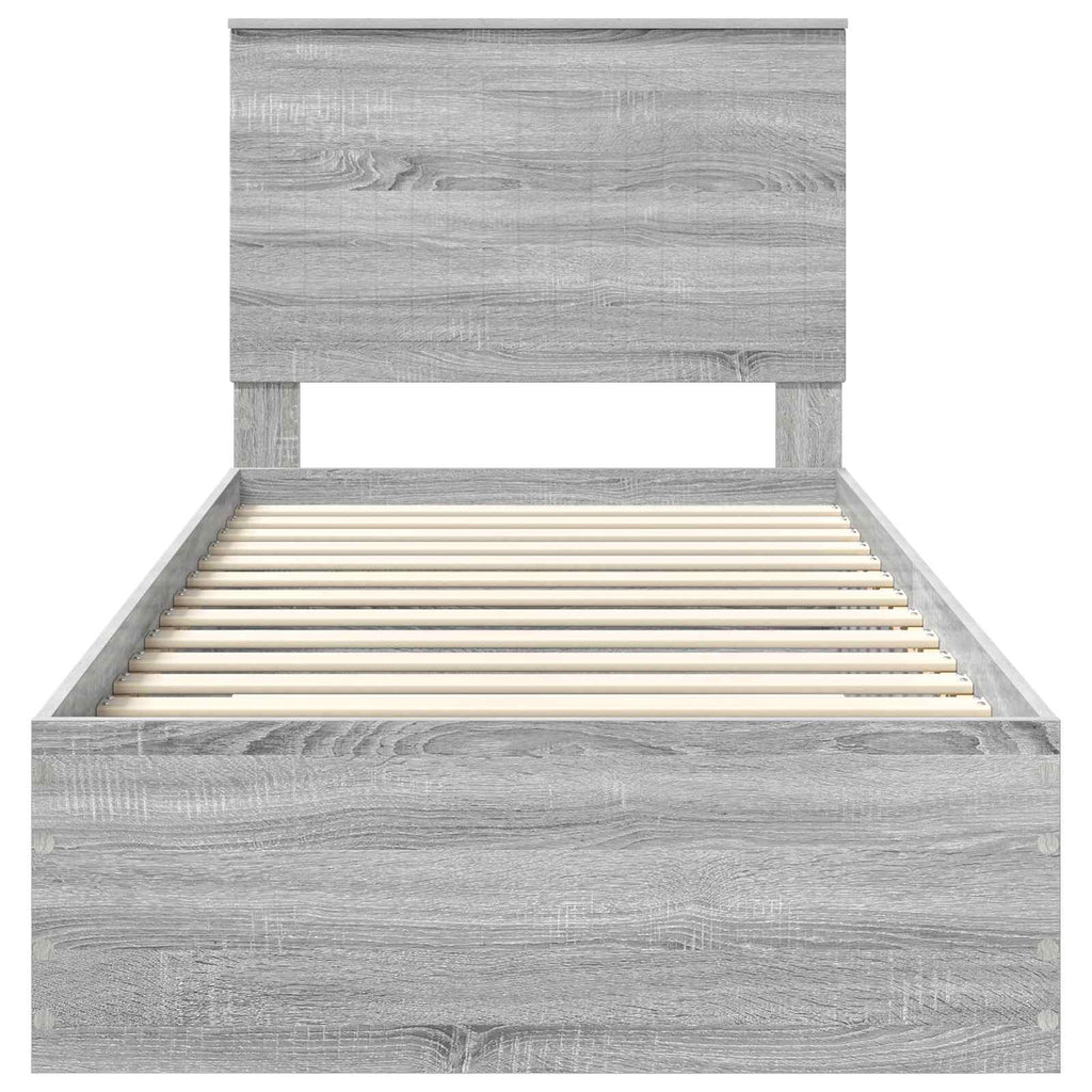 Bed Frame with Drawer Grey Sonoma 90 x 200 cm Engineered Wood
