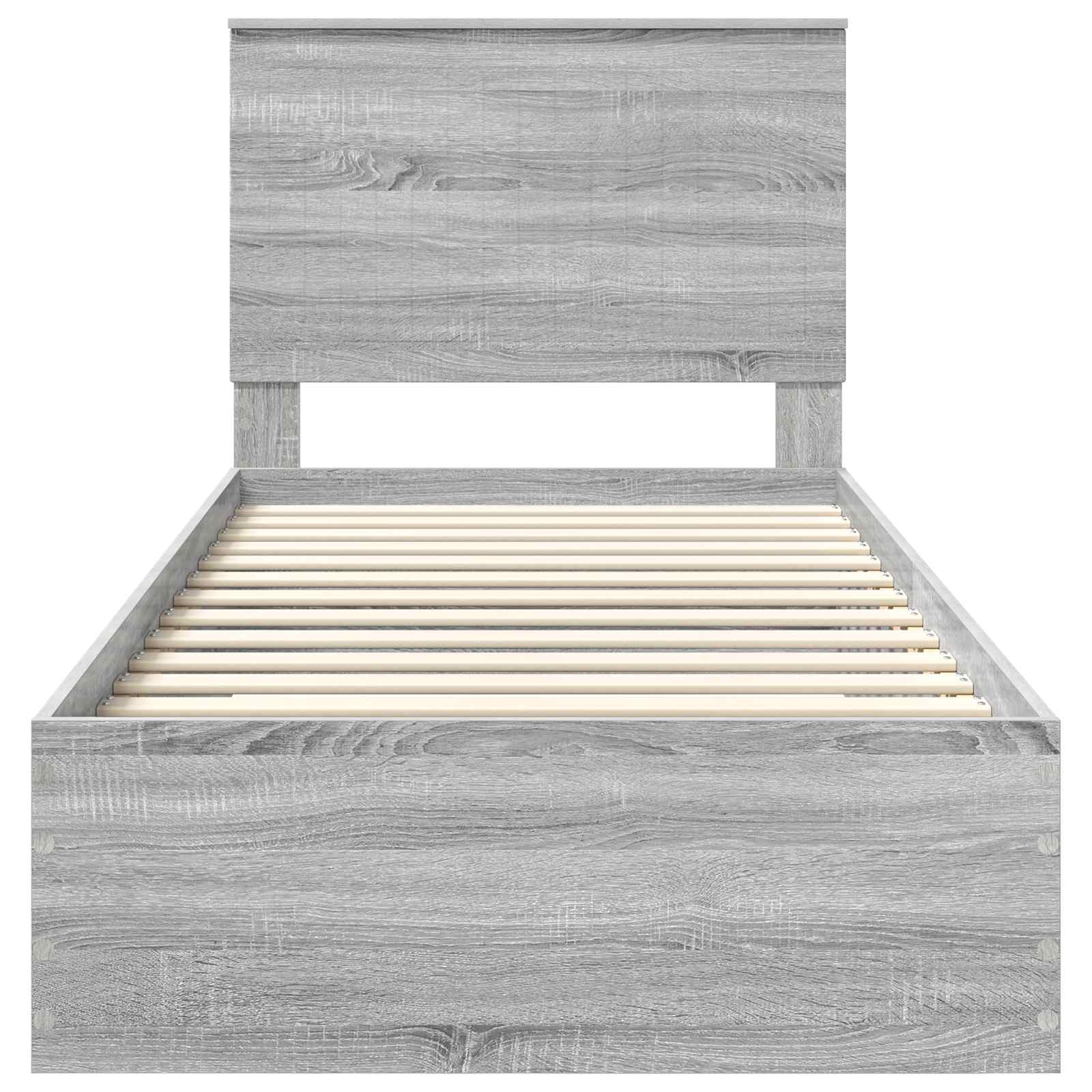 Bed Frame with Drawer Grey Sonoma 90 x 200 cm Engineered Wood