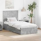 Bed Frame with Drawer Concrete Grey 90 x 190 cm Engineered Wood