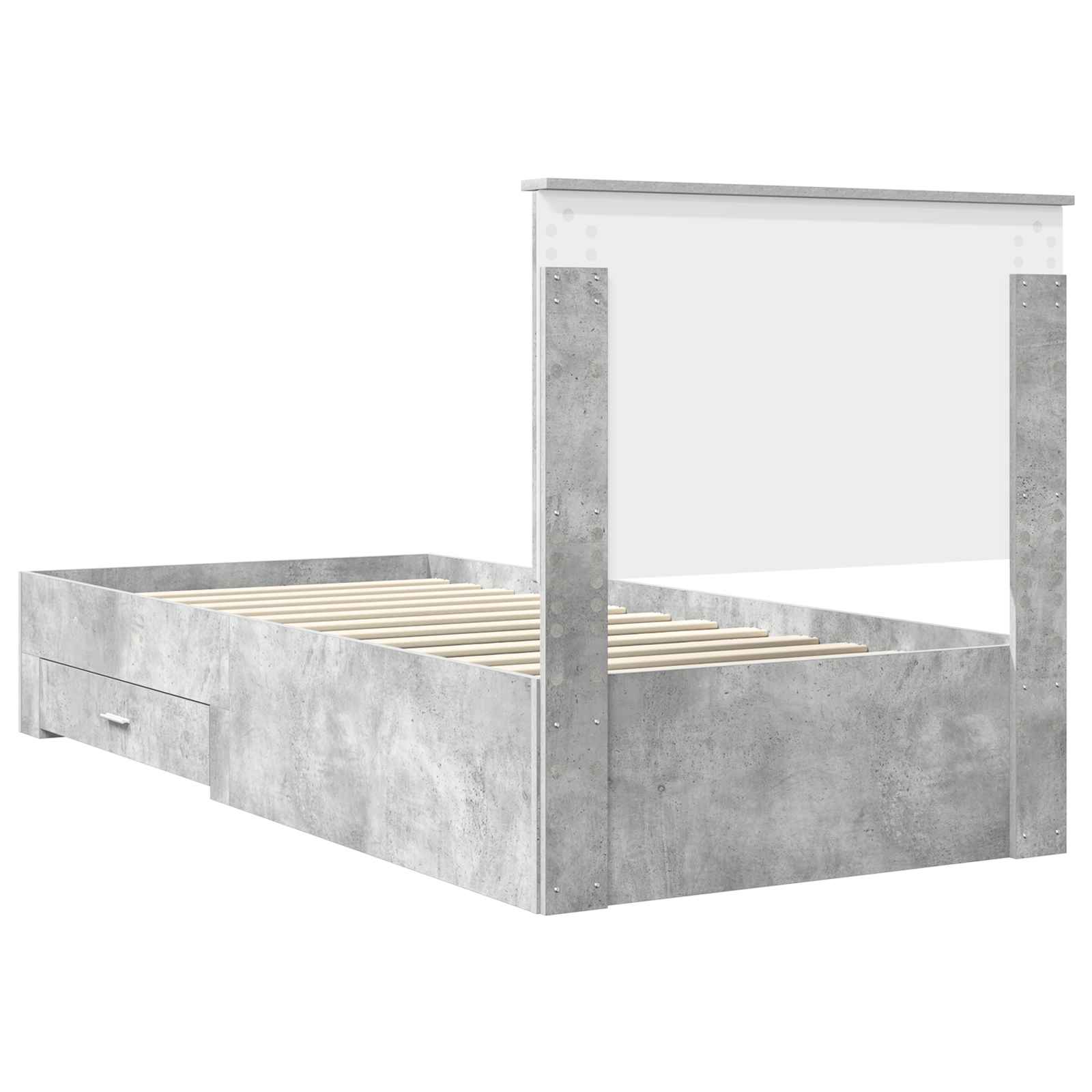 Bed Frame with Drawer Concrete Grey 90 x 190 cm Engineered Wood