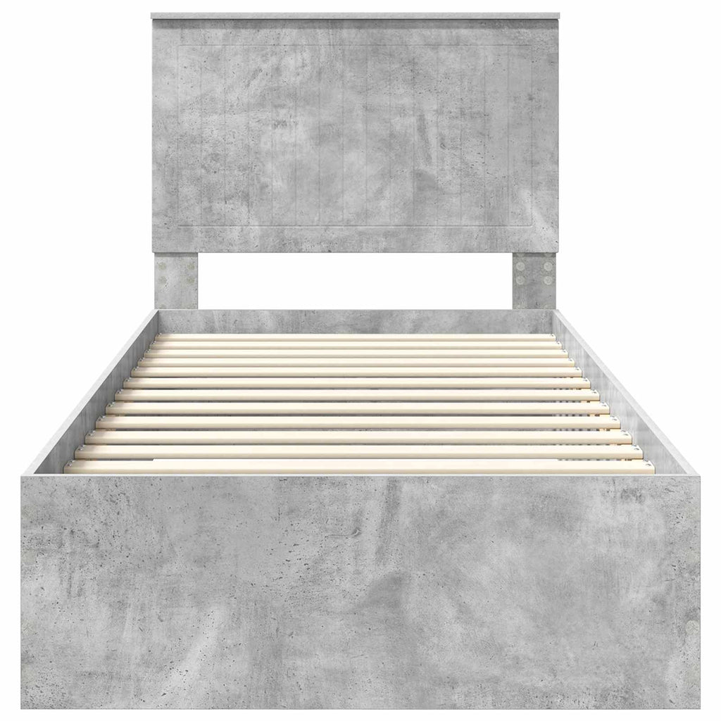 Bed Frame with Drawer Concrete Grey 90 x 190 cm Engineered Wood