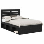 Bed Frame with Headboard Black 120 x 200 cm Solid Pine Wood