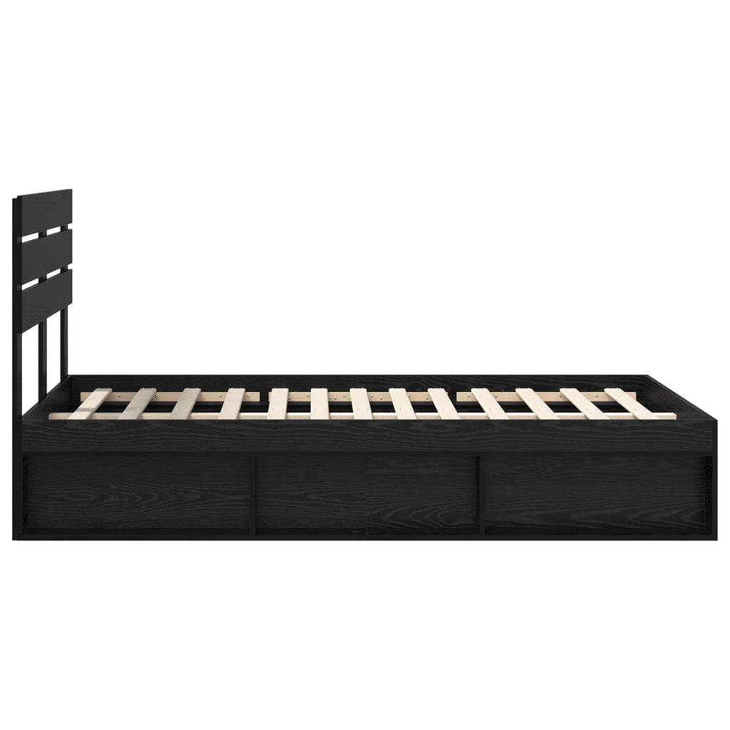 Bed Frame with Headboard Black 120 x 200 cm Solid Pine Wood