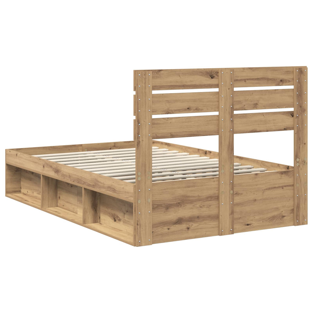 Bed Frame Artisian Oak 120 x 200 cm Solid Pine Wood