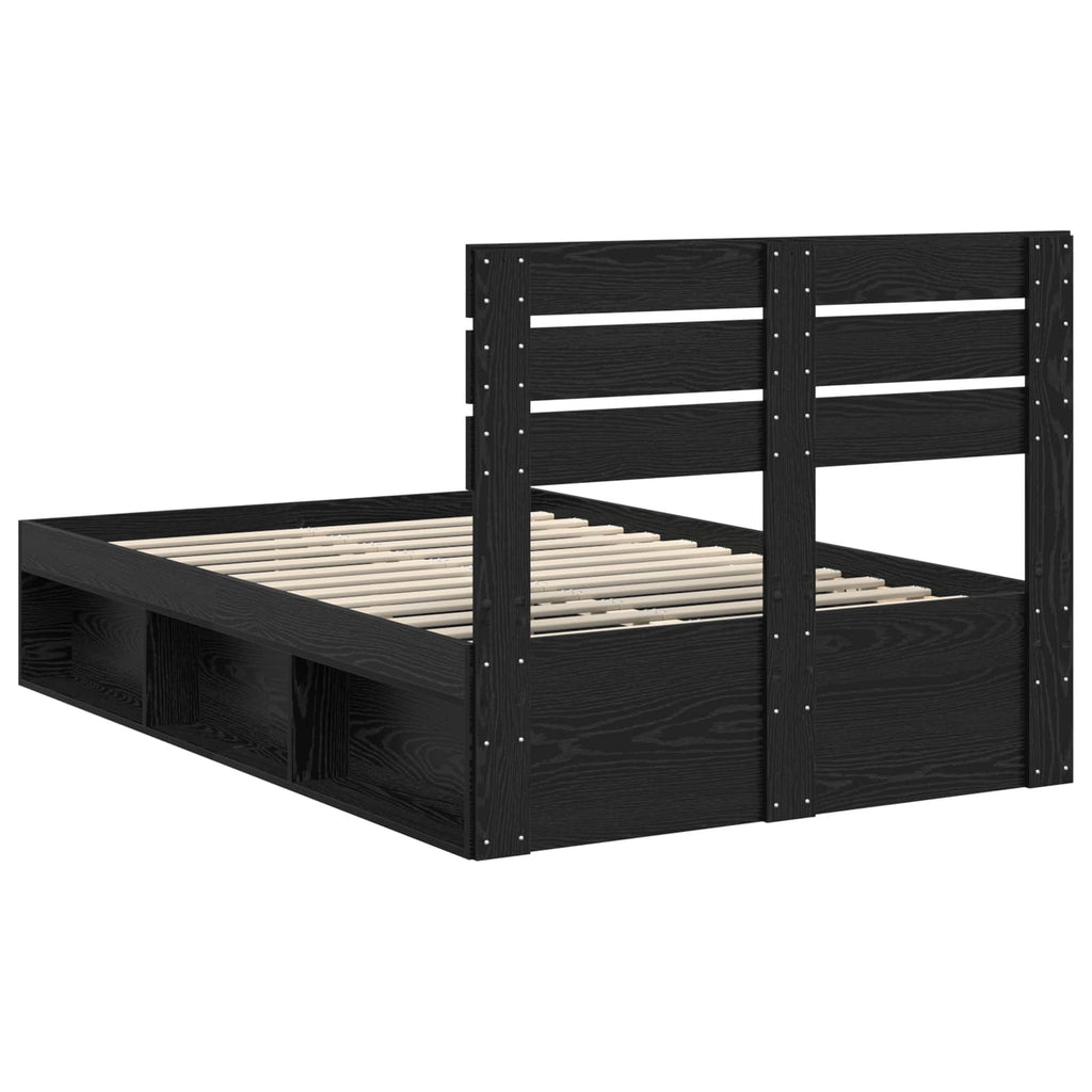 Bed Frame with Headboard Black 120 x 190 cm Solid Pine Wood