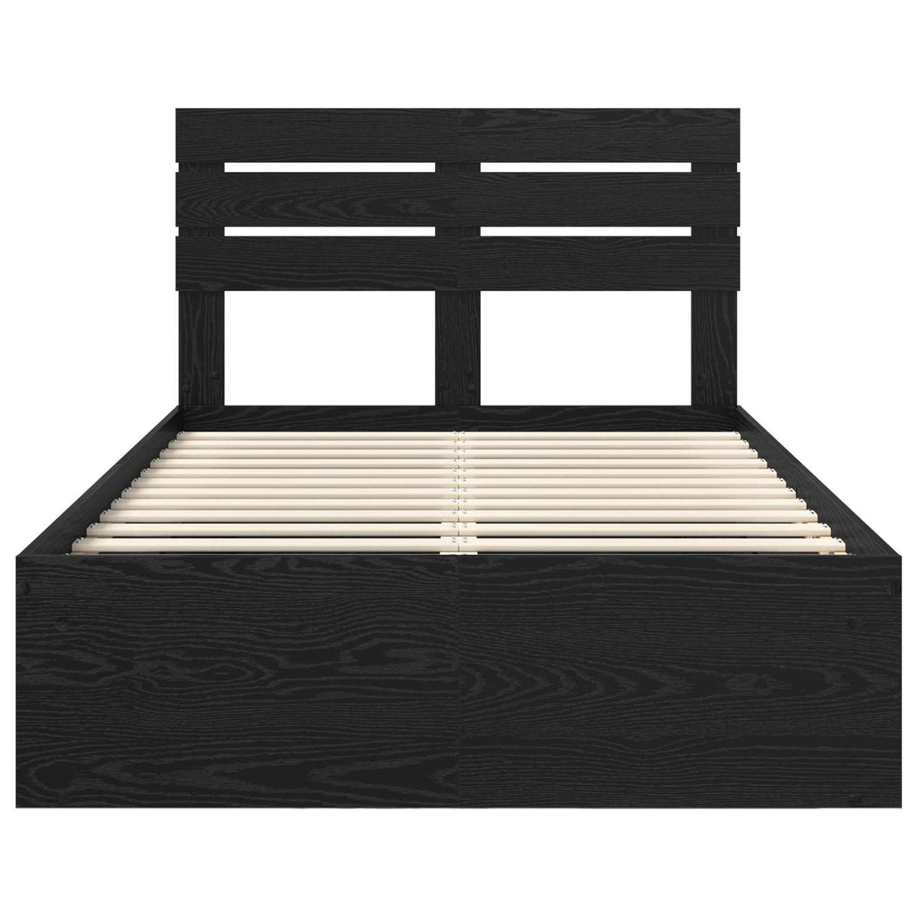 Bed Frame with Headboard Black 120 x 190 cm Solid Pine Wood