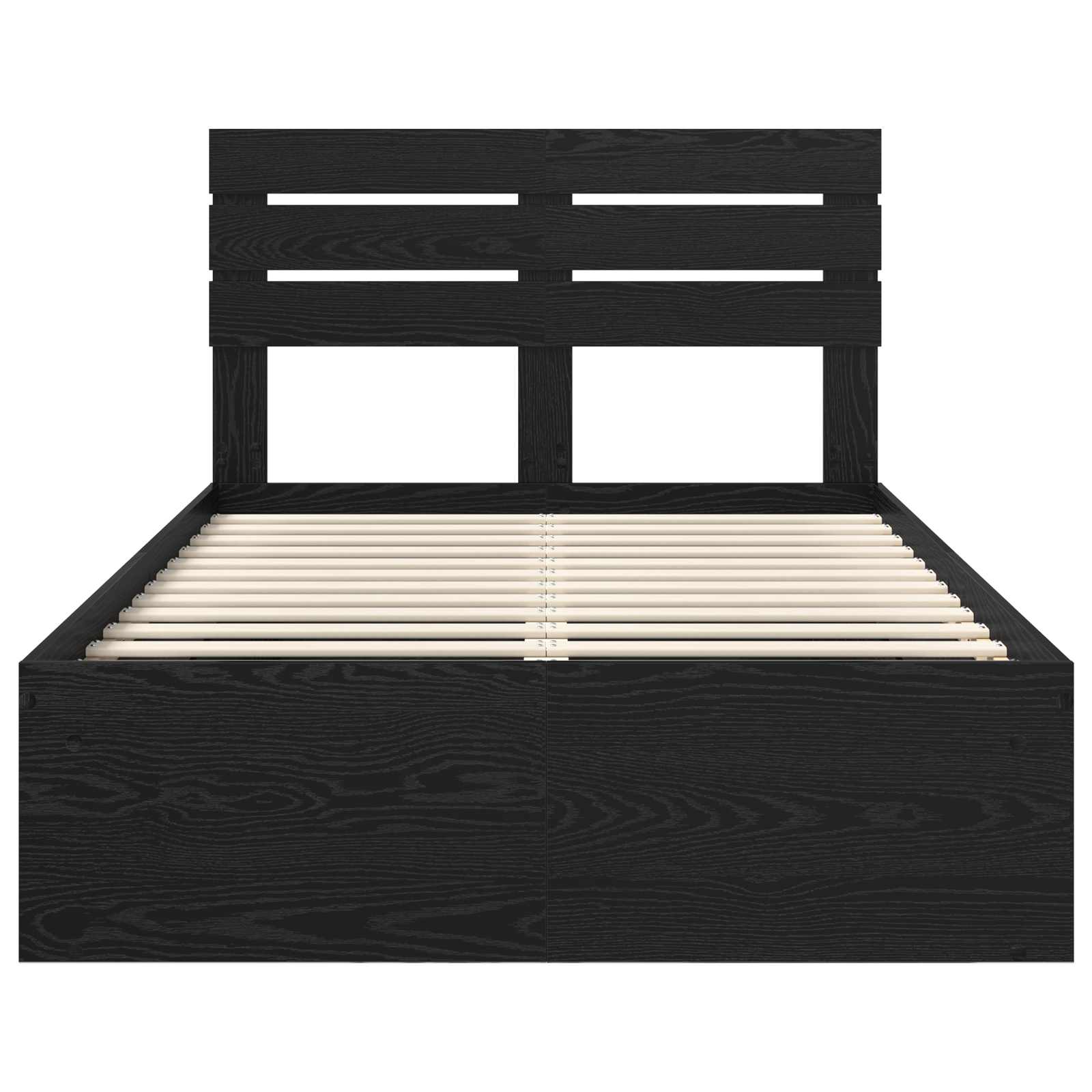 Bed Frame with Headboard Black 120 x 190 cm Solid Pine Wood