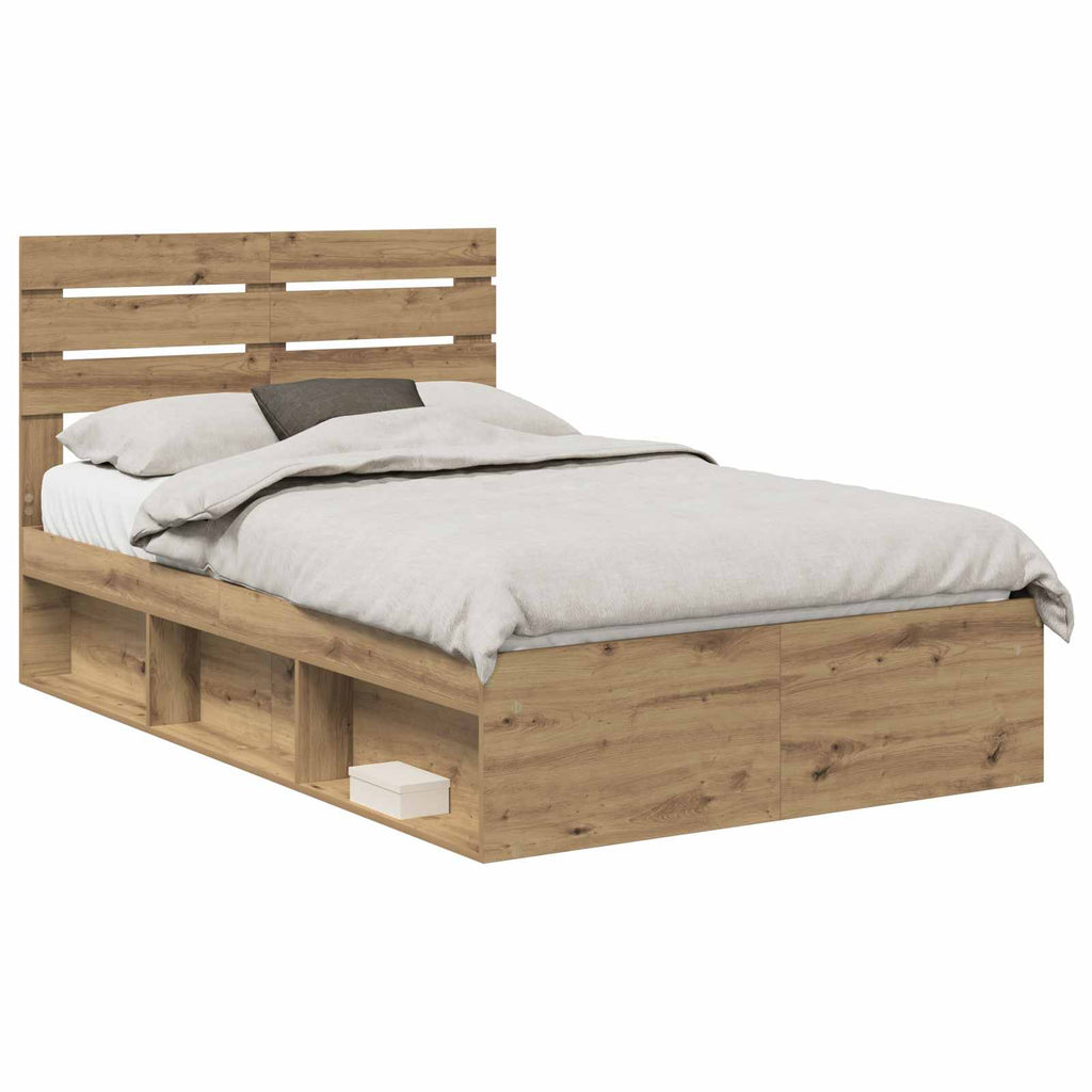 Bed Frame Artisian Oak 120 x 190 cm Solid Pine Wood