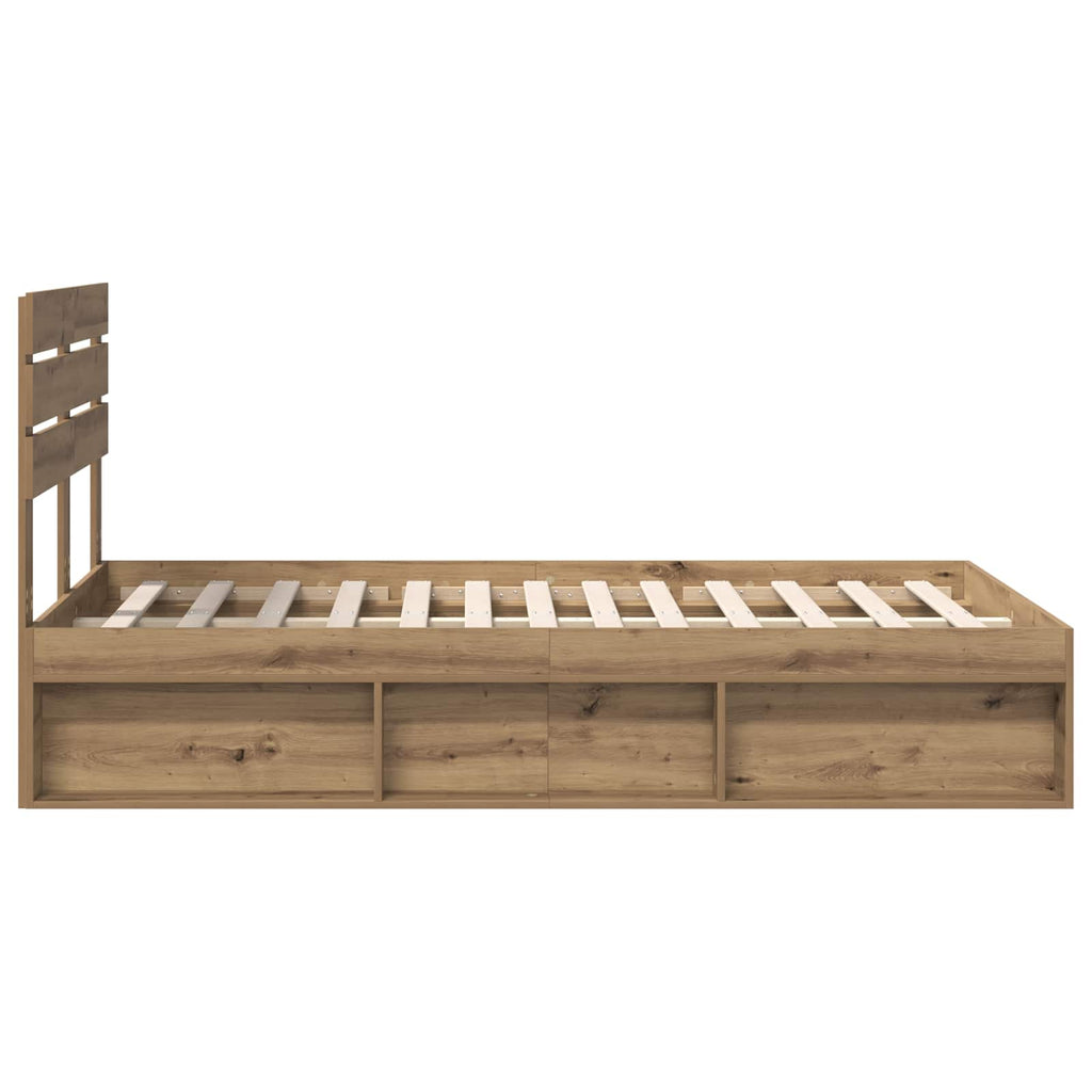 Bed Frame Artisian Oak 120 x 190 cm Solid Pine Wood