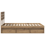 Bed Frame Artisian Oak 120 x 190 cm Solid Pine Wood