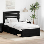 Bed Frame with Headboard Black 100 x 200 cm Solid Pine Wood