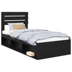 Bed Frame with Headboard Black 100 x 200 cm Solid Pine Wood