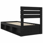 Bed Frame with Headboard Black 100 x 200 cm Solid Pine Wood
