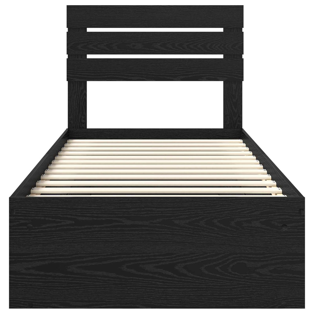 Bed Frame with Headboard Black 100 x 200 cm Solid Pine Wood