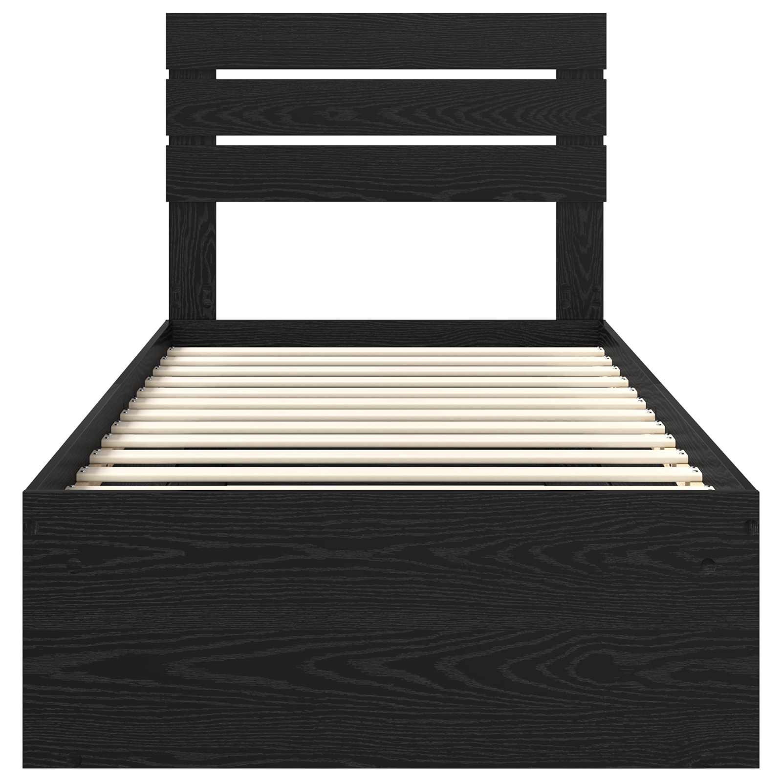 Bed Frame with Headboard Black 100 x 200 cm Solid Pine Wood