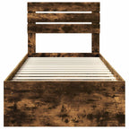 Bed Frame Smoked Oak 100 x 200 cm Solid Pine Wood