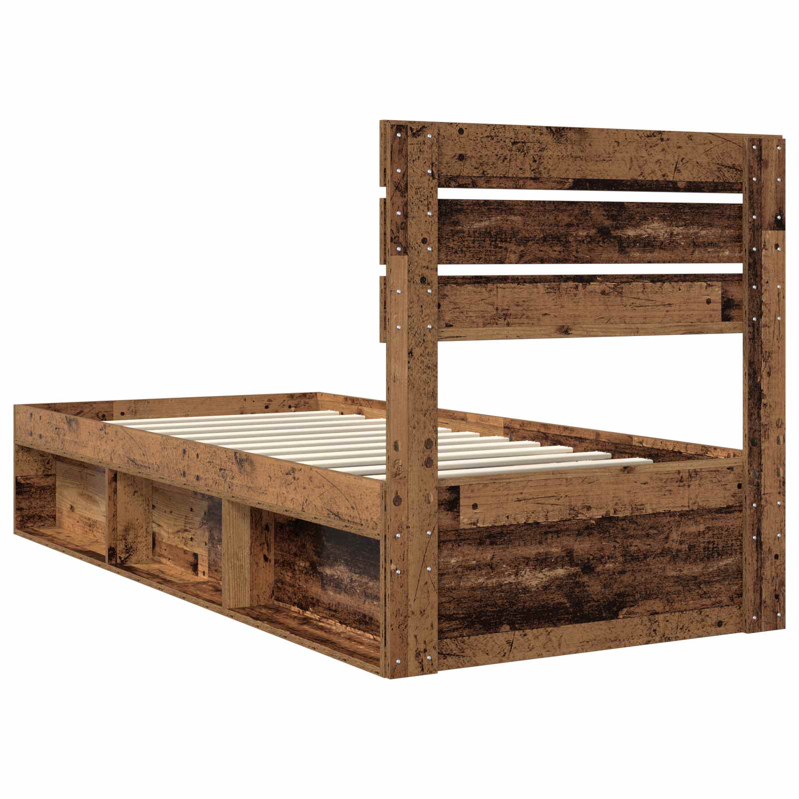 Bed Frame with Headboard Old Wood 90 x 200 cm Solid Pine Wood