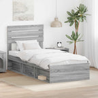 Bed Frame Grey Sonoma 90 x 190 cm Solid Pine Wood