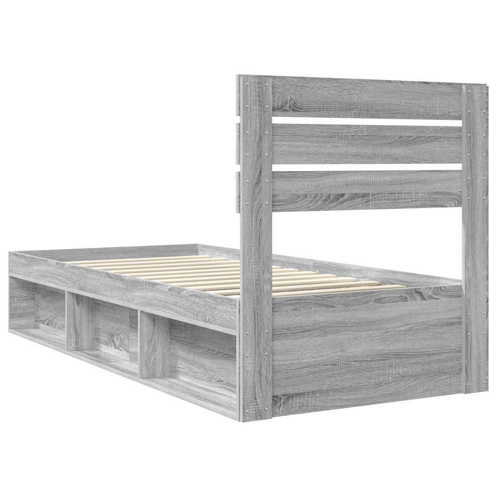 Bed Frame Grey Sonoma 90 x 190 cm Solid Pine Wood