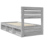 Bed Frame Grey Sonoma 90 x 190 cm Solid Pine Wood
