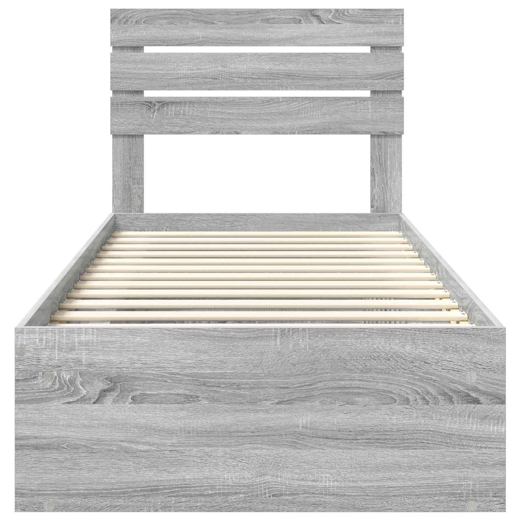 Bed Frame Grey Sonoma 90 x 190 cm Solid Pine Wood