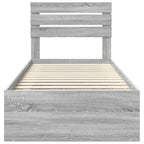 Bed Frame Grey Sonoma 90 x 190 cm Solid Pine Wood