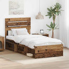 Bed Frame with Headboard Old Wood 90 x 190 cm Solid Pine Wood