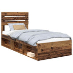 Bed Frame with Headboard Old Wood 90 x 190 cm Solid Pine Wood