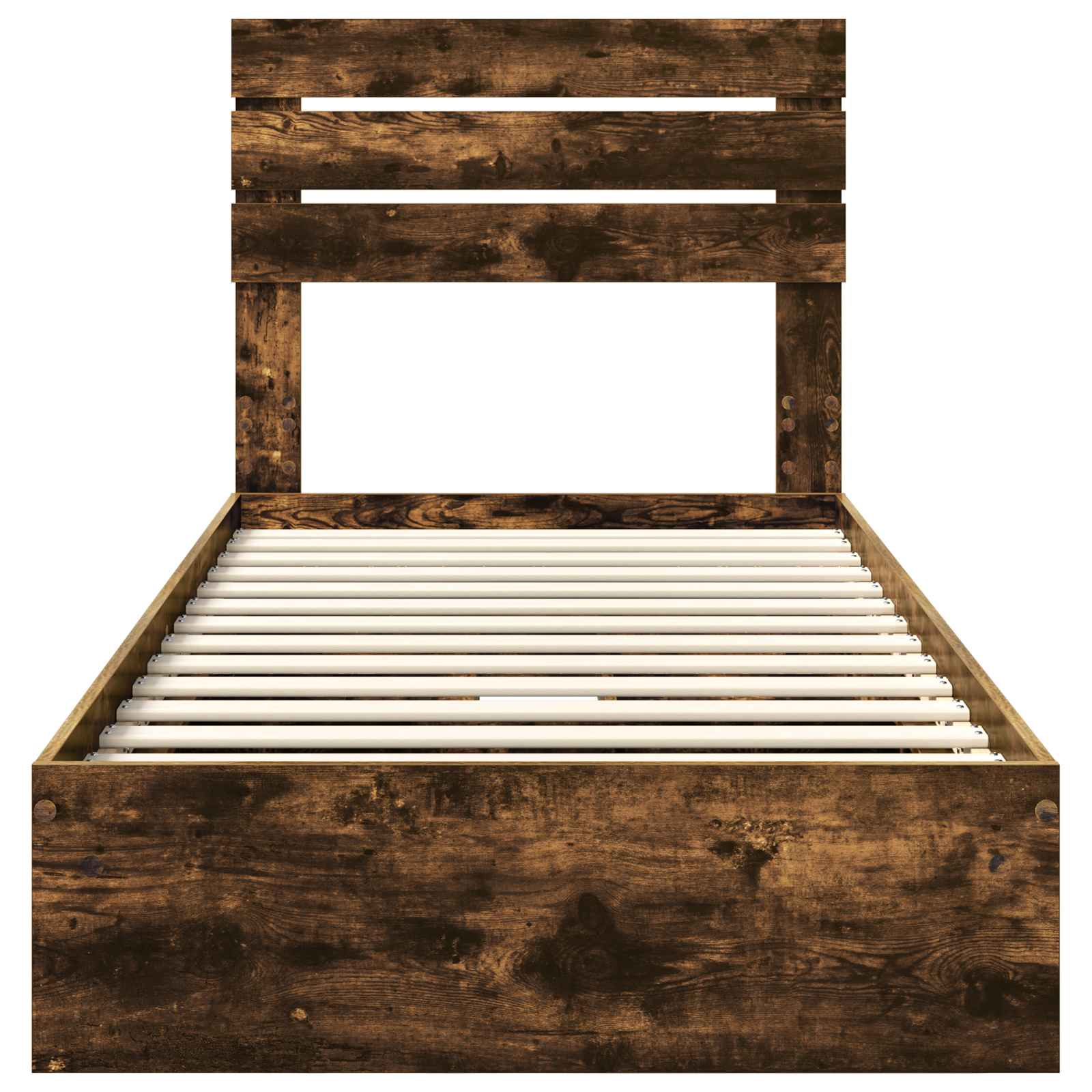 Storage Bed with Drawer Smoked Oak 100 x 200 cm Engineered Wood