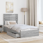 Storage Bed with Drawer Grey Sonoma 90 x 200 cm Engineered Wood
