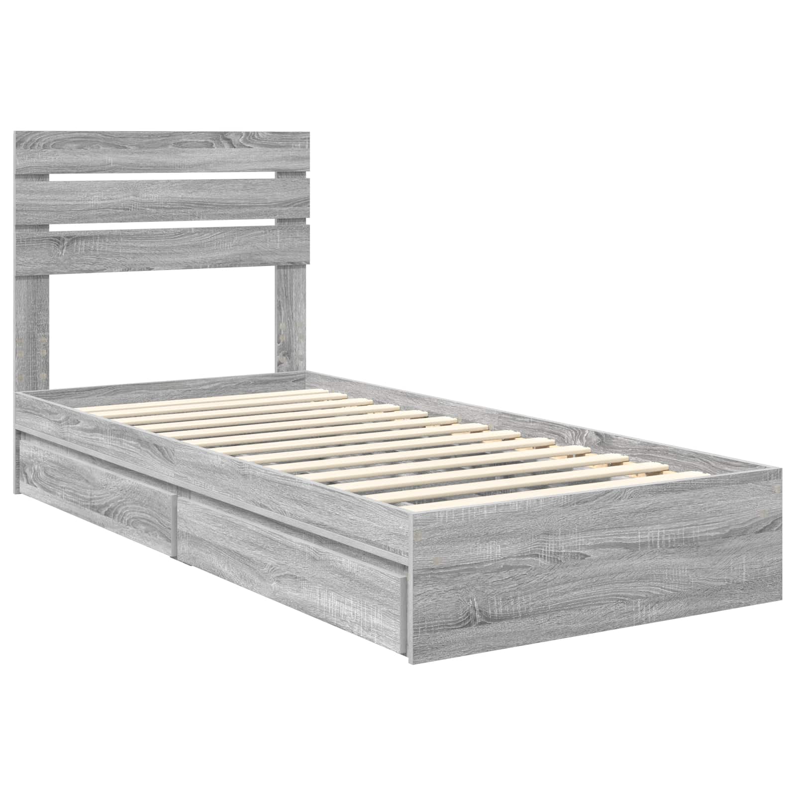 Storage Bed with Drawer Grey Sonoma 90 x 200 cm Engineered Wood