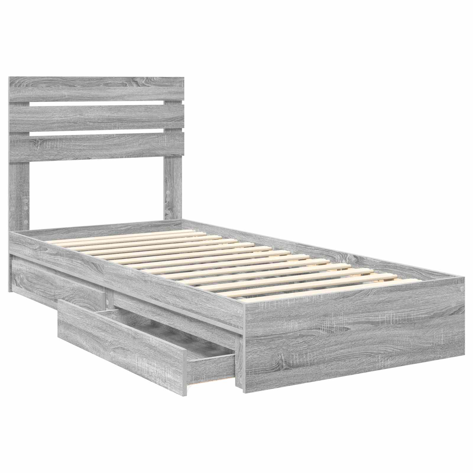 Storage Bed with Drawer Grey Sonoma 90 x 200 cm Engineered Wood