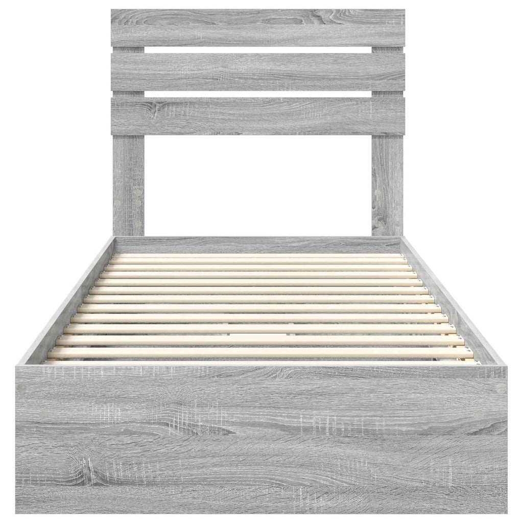 Storage Bed with Drawer Grey Sonoma 90 x 190 cm Engineered Wood