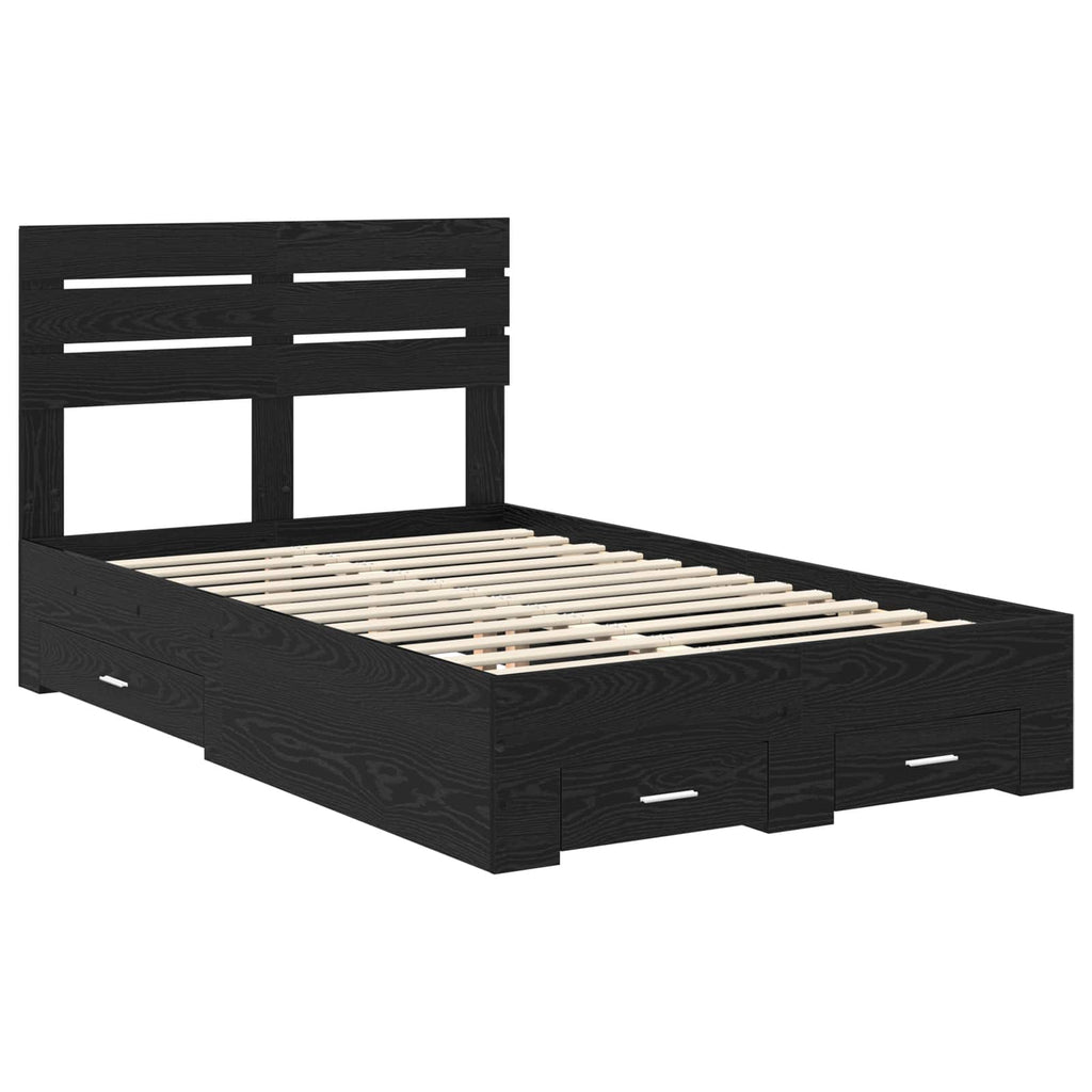 Bed Frame with Drawer with Headboard Manual Engineered Wood