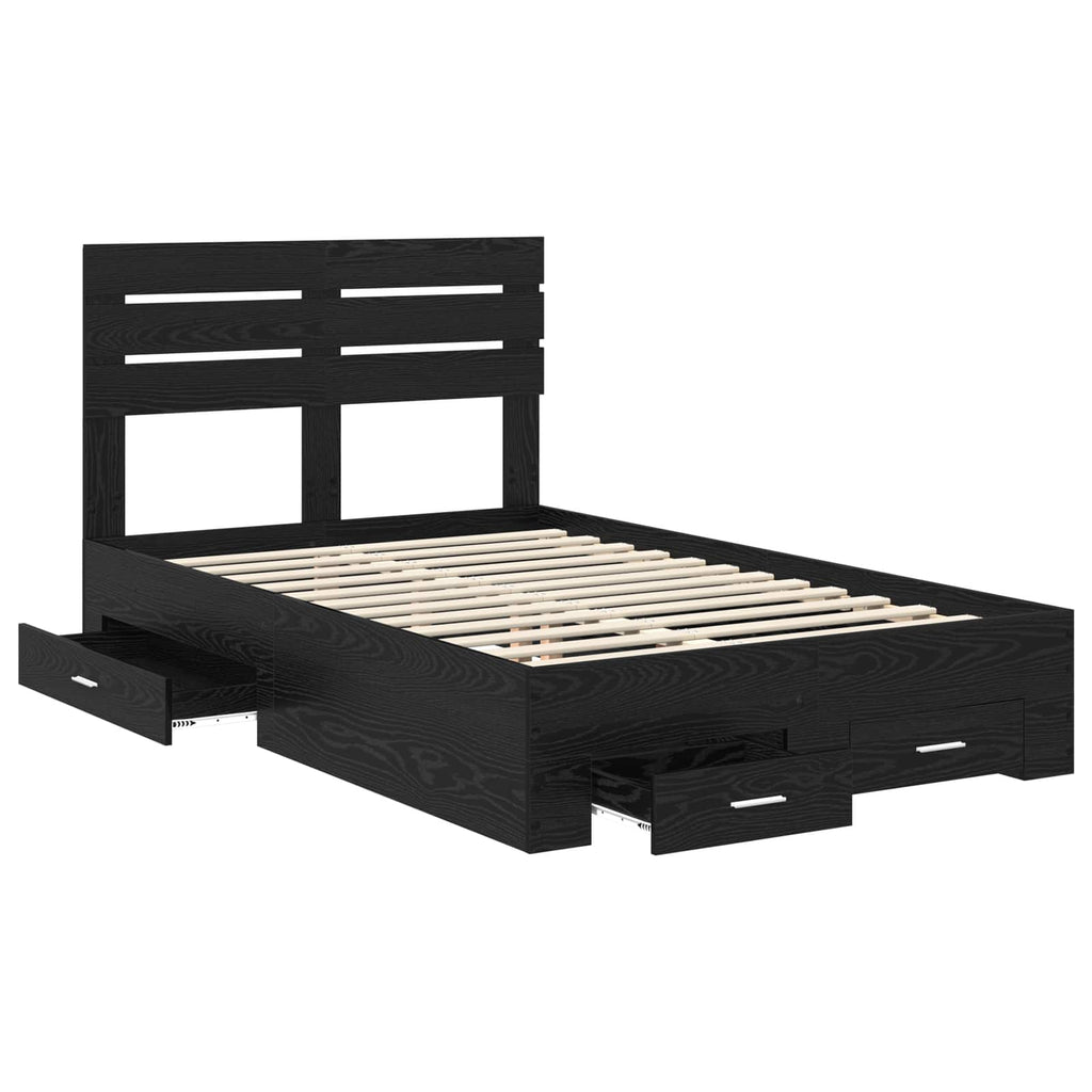 Bed Frame with Drawer with Headboard Manual Engineered Wood