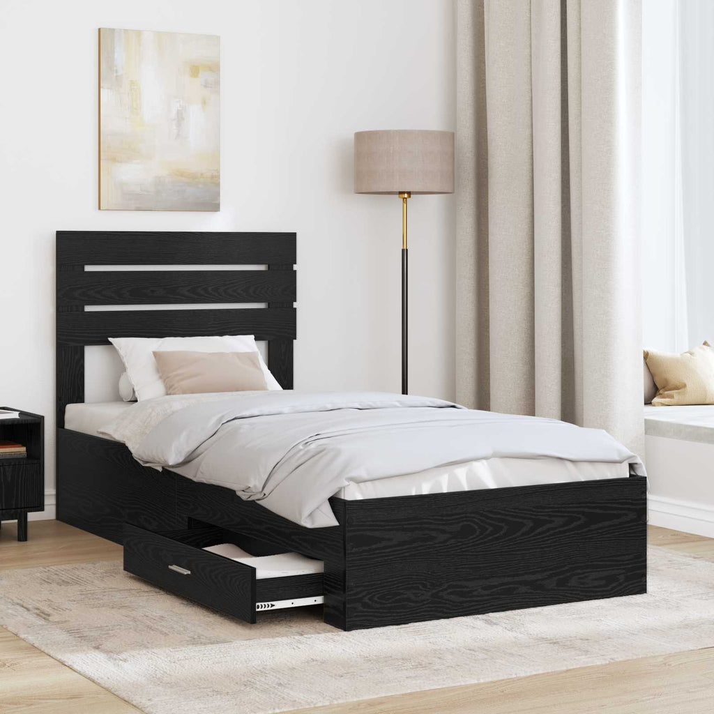 Bed Frame with Drawer with Headboard Manual Engineered Wood