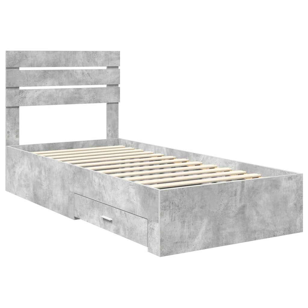 Bed Frame with Drawer with Headboard Manual Engineered Wood
